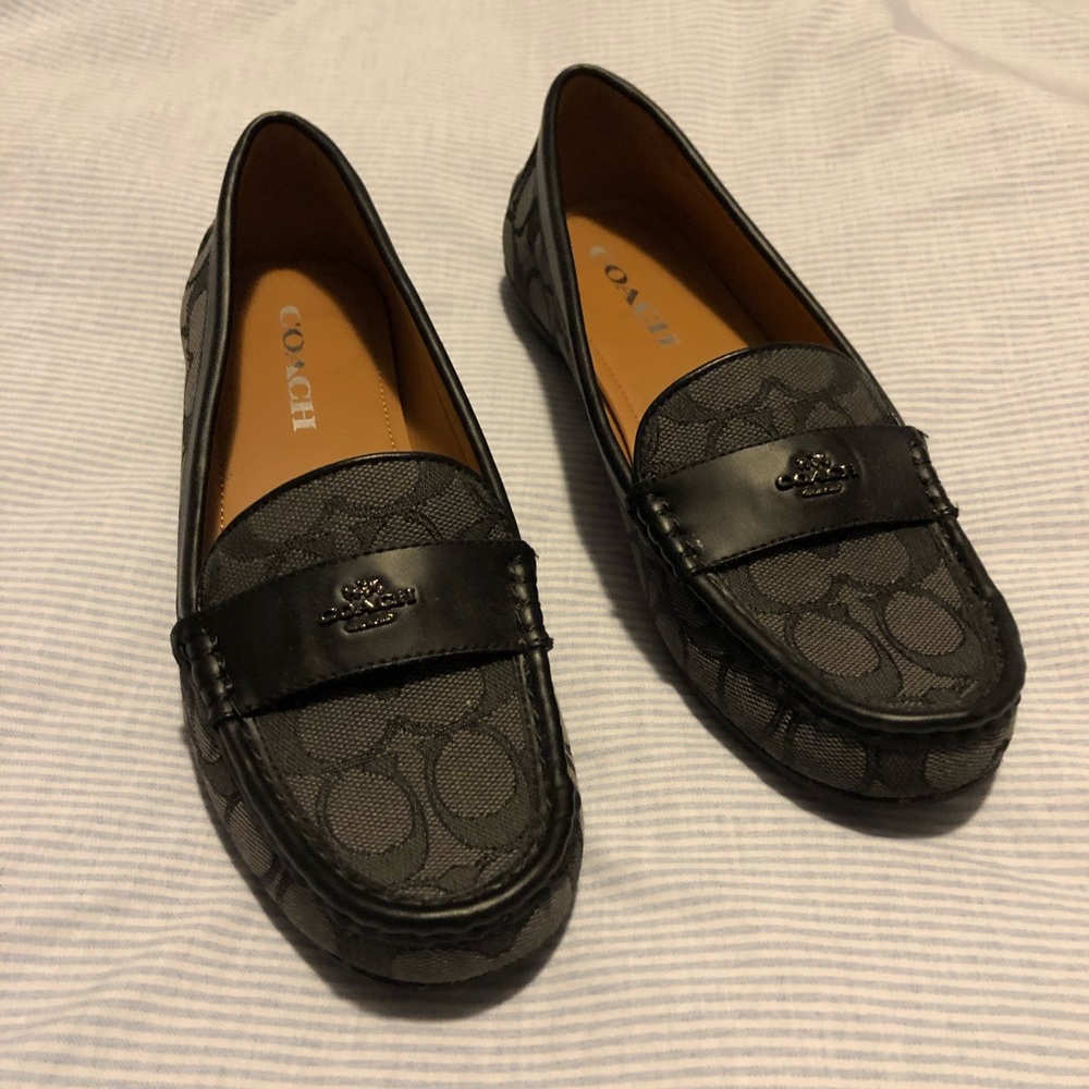Coach Logo Canvas and Leather Loafers Size 7.5